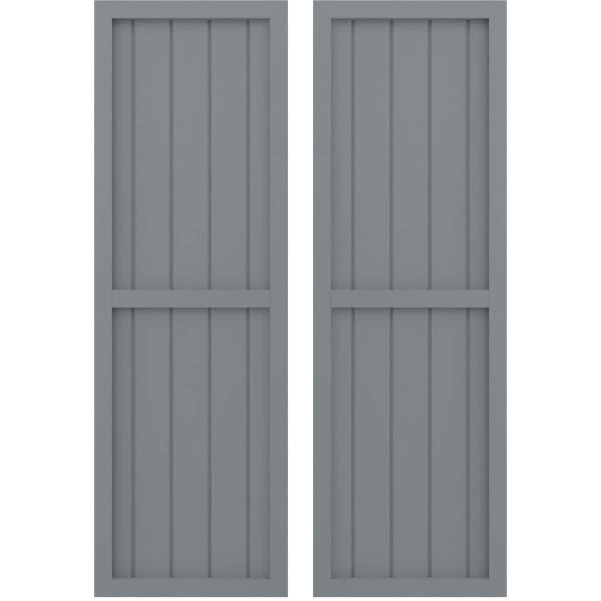 Ekena Millwork 17.5-in W x 58-in H Ocean Swell Paintable/Stainable Board and batten Spaced Wood Exterior Shutters ( 2 -Pack )