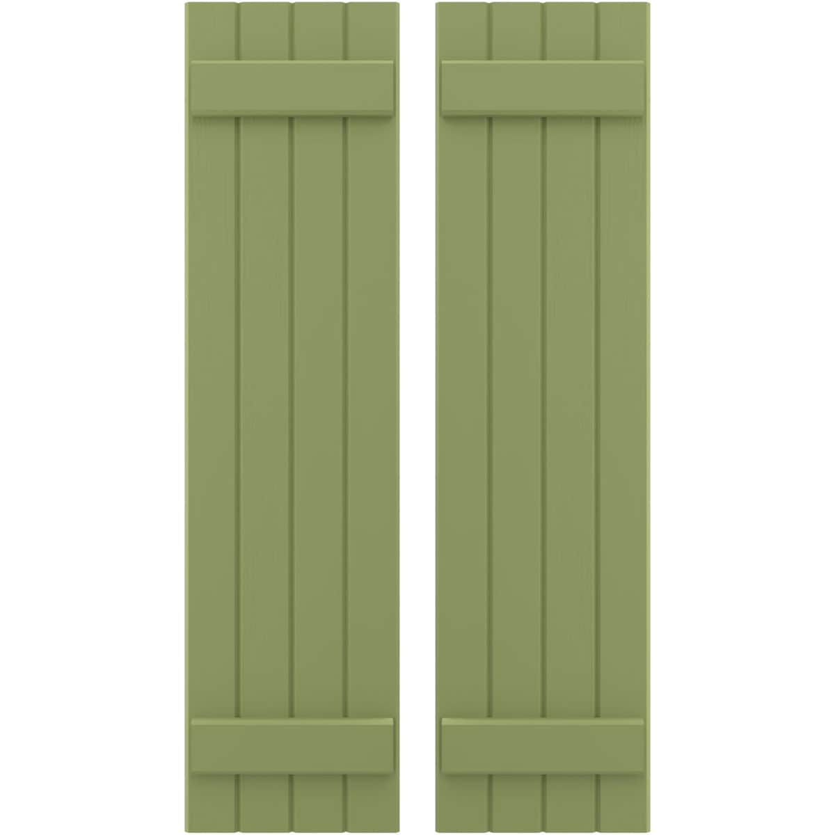 Ekena Millwork 14-in W x 48-in H Moss Green Paintable/Stainable Board and batten Z-bar Wood Exterior Shutters ( 2 -Pack )