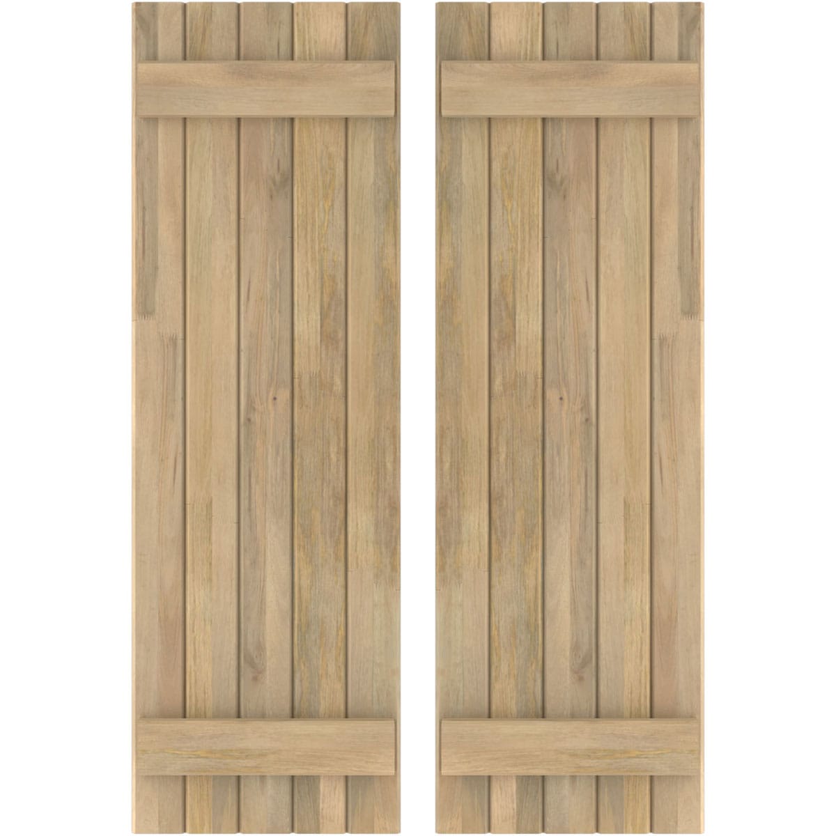 Ekena Millwork 17.5-in W x 56-in H Unfinished Paintable/Stainable Board and batten Wood Exterior Shutters ( 2 -Pack )