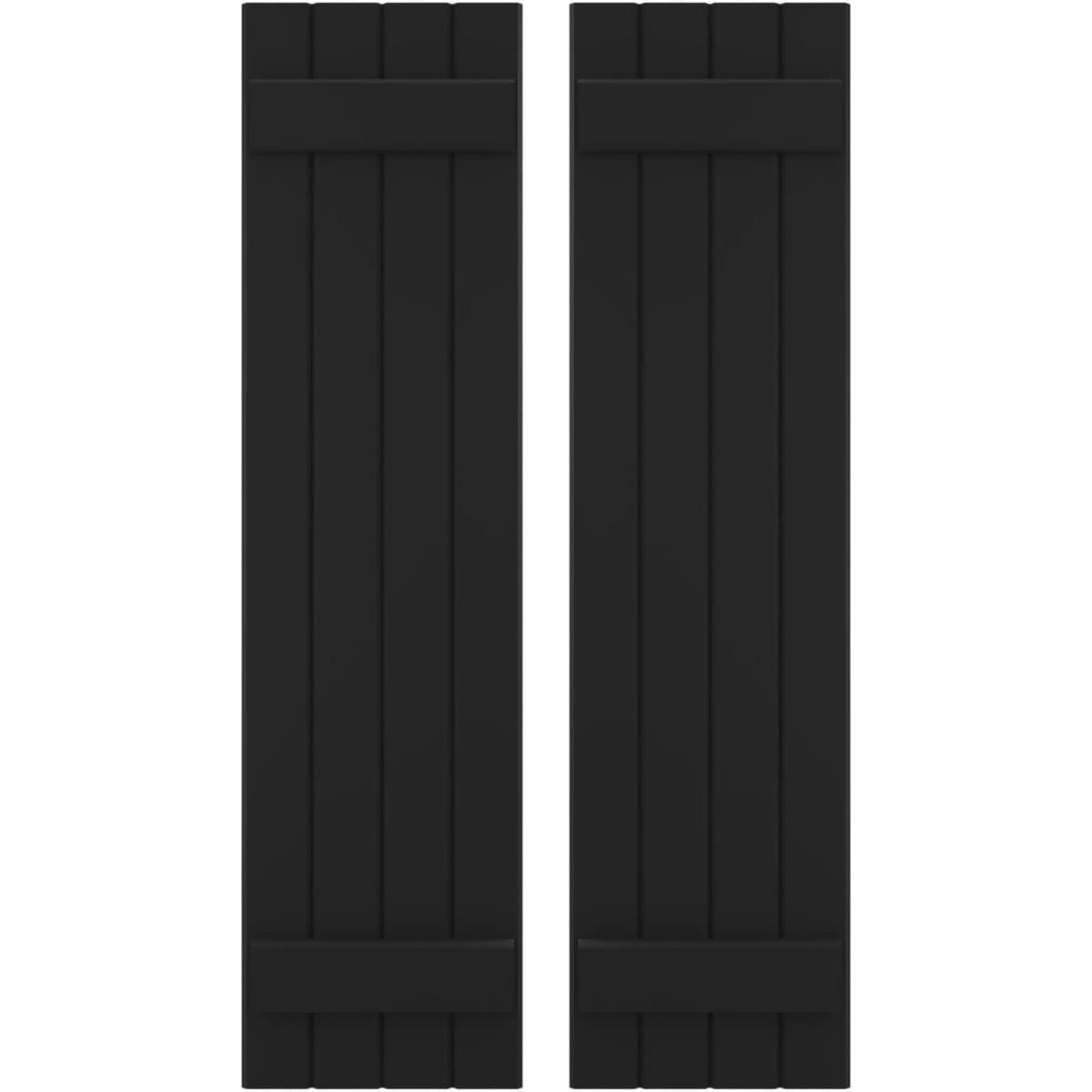 Ekena Millwork 14-in W x 57-in H Black Paintable/Stainable Board and batten Spaced with z-bar Wood Exterior Shutters ( 2 -Pack )