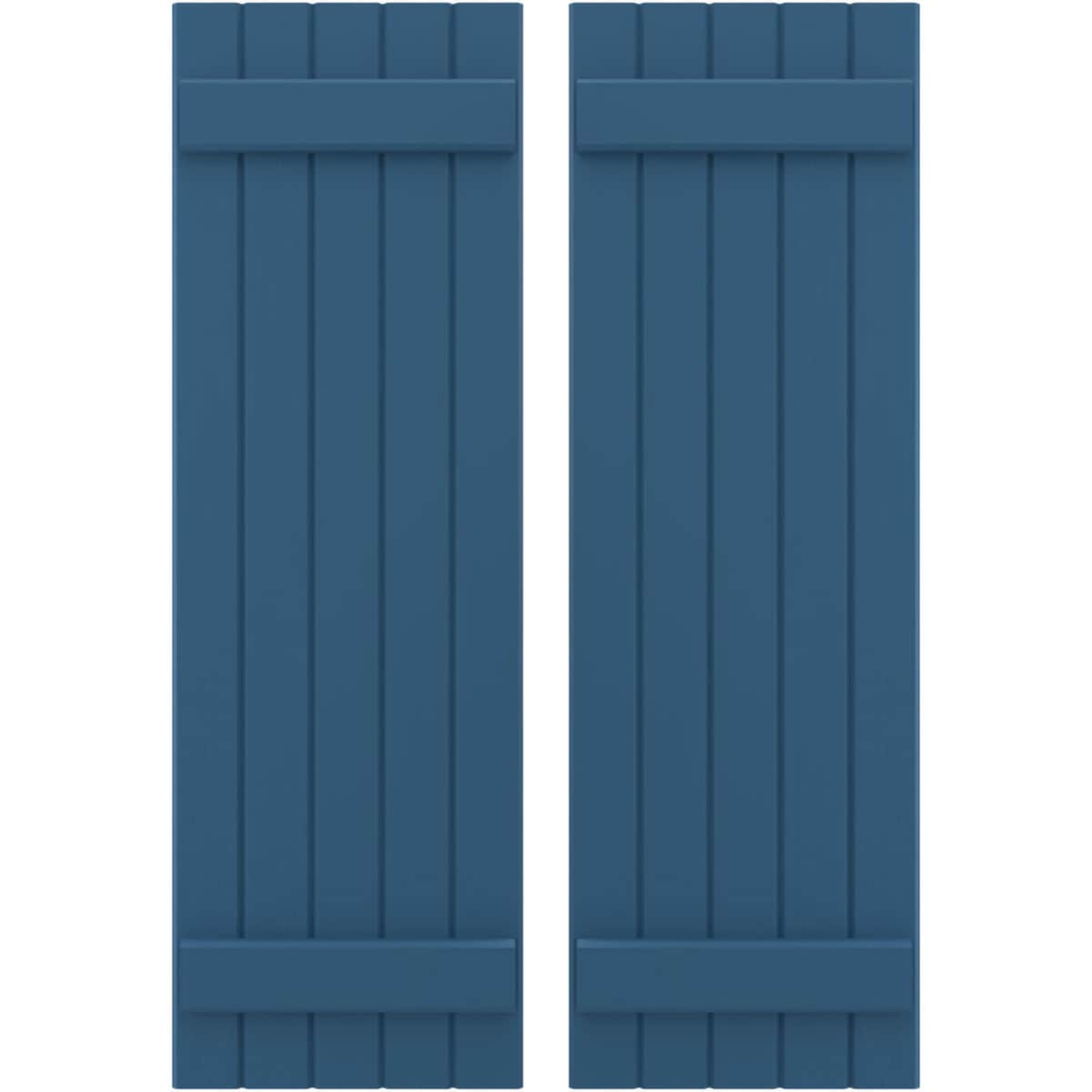 Ekena Millwork 17.5-in W x 64-in H Sojourn Blue Paintable/Stainable Board and batten Wood Exterior Shutters ( 2 -Pack )