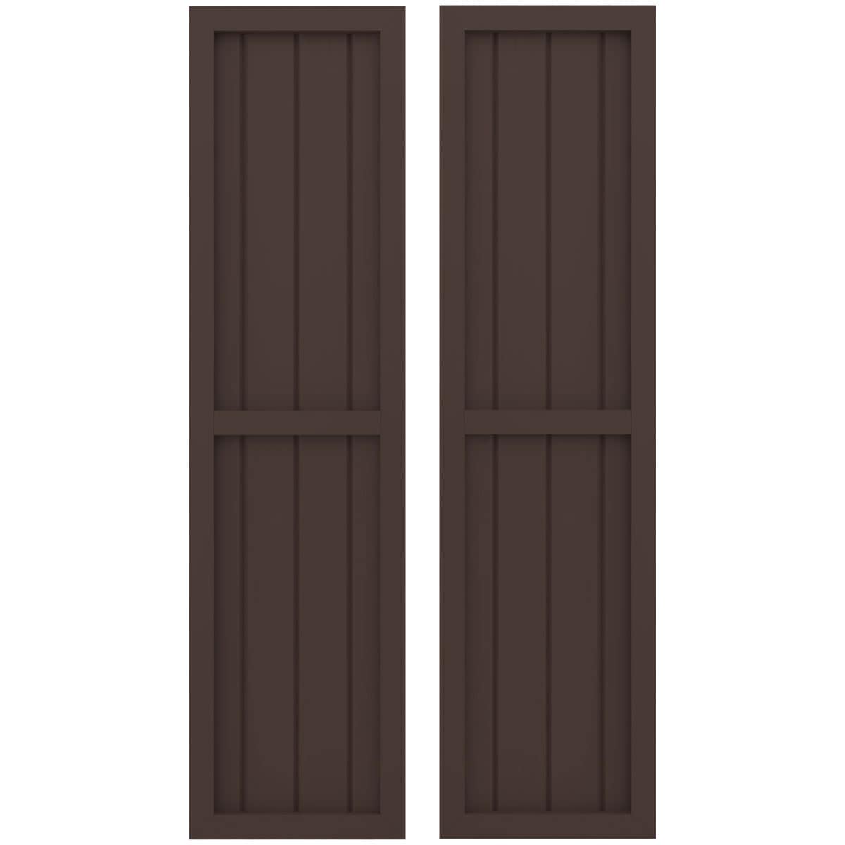 Ekena Millwork 14-in W x 60-in H Raisin Brown Paintable/Stainable Board and batten Spaced Wood Exterior Shutters ( 2 -Pack )