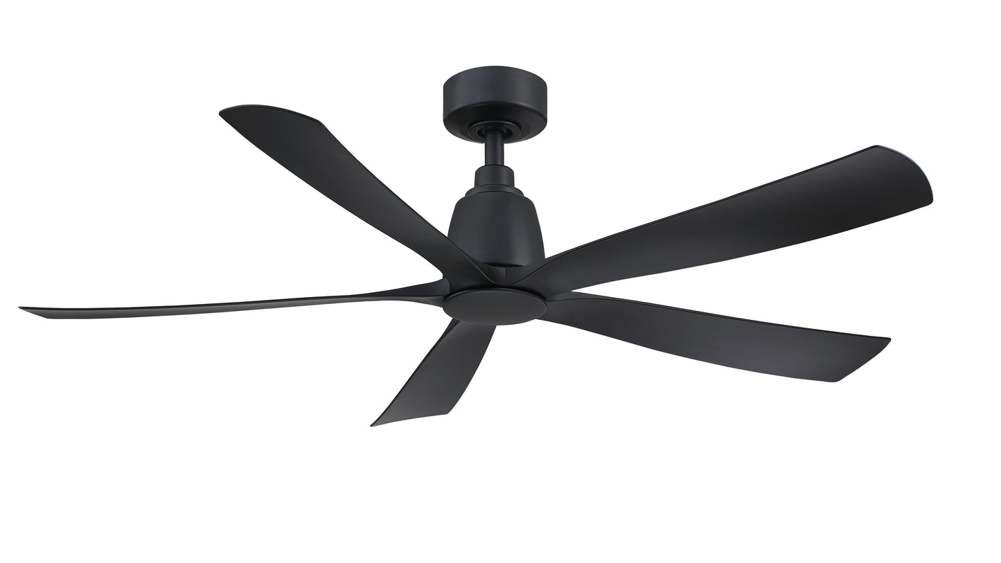 Fanimation Kute5 52-in Outdoor Smart Black with Black Blades Ceiling Fan Light Kit Compatible - Remote Included ( 5 -Blade ) 5326264