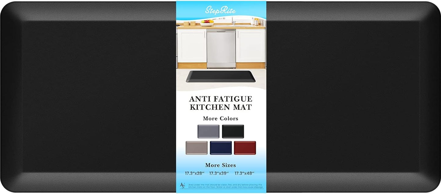 StepRite 4\/5 Inch Thick Kitchen Mat Anti Fatigue Mat Kitchen Rugs Kitchen Decor Non-Slip, Stain Resistant, Waterproof Kitchen Mats Desk Mat for Kitchen, Office, Workshop, Black, 17'' x 39''
