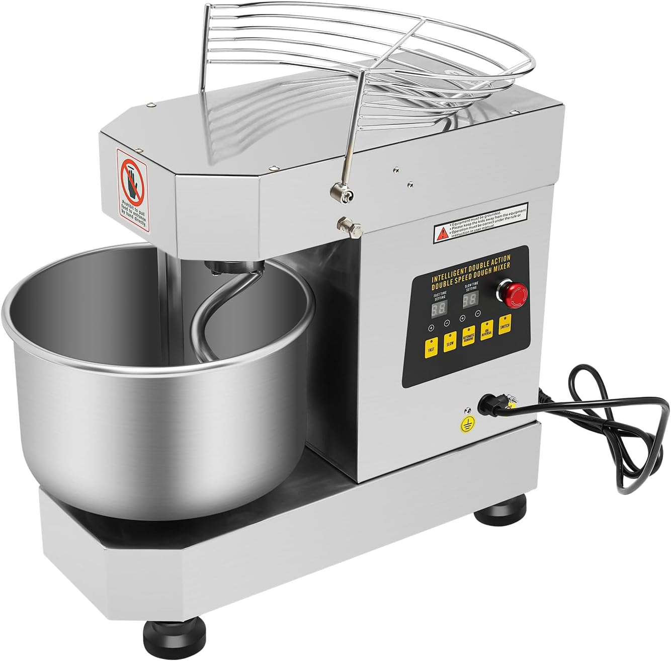 Dual Rotating Dough Kneading Machine, 10L/2.6 Gal Commercial Food Mixer Stainless Steel Electric Dough Mixer for Kneading Dough, Mixing Salads 21.7 x 11.8 x 18.9 Inch 750W