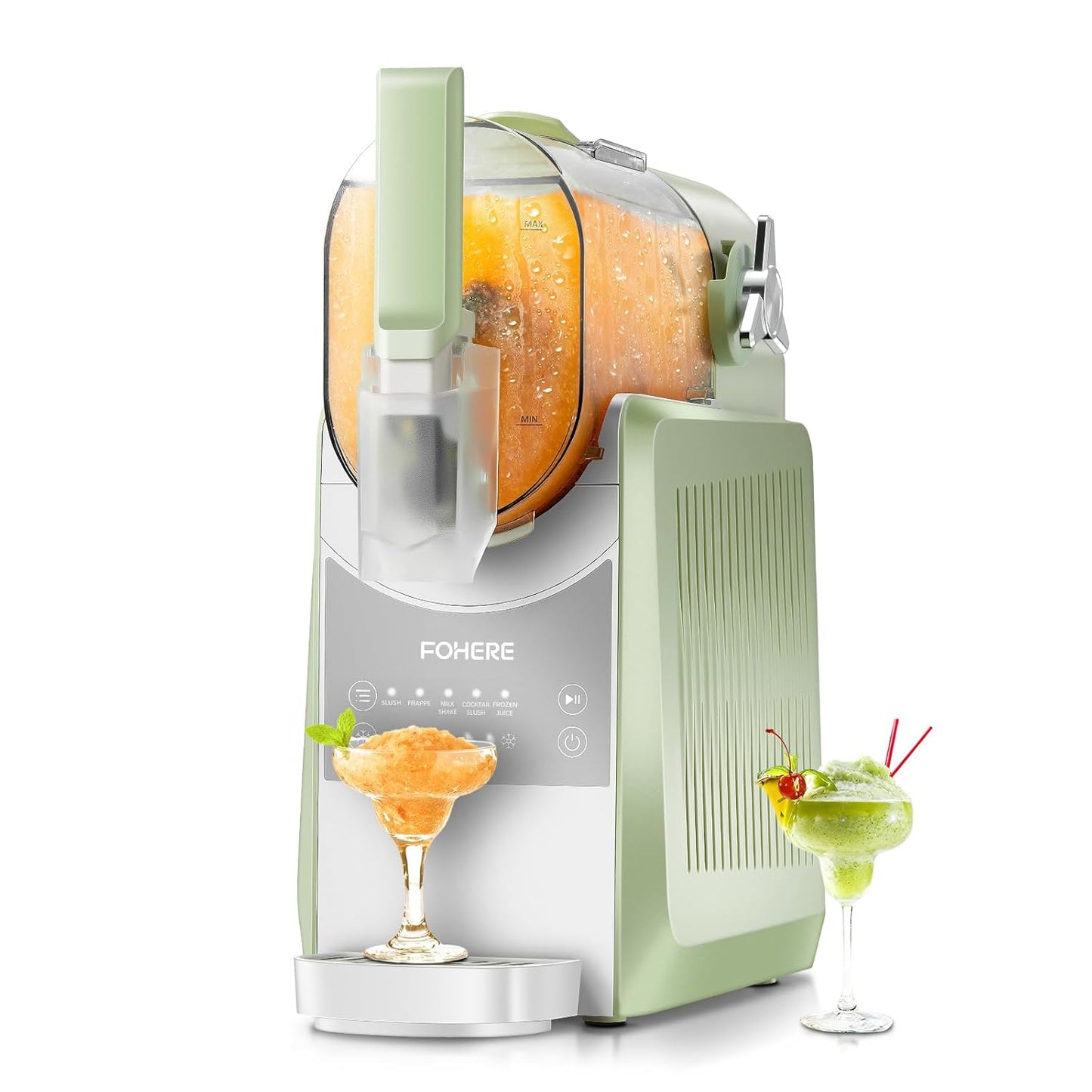 FOHERE Slushie Machine, 88 oz Slushy Machine for Home, Rapid Cooling, 12H Freshness, Professional Frozen Drink Maker, Ice Maker with Self-Clean, for Milkshake, Margarita Smoothie, Frappes (Pea Green)