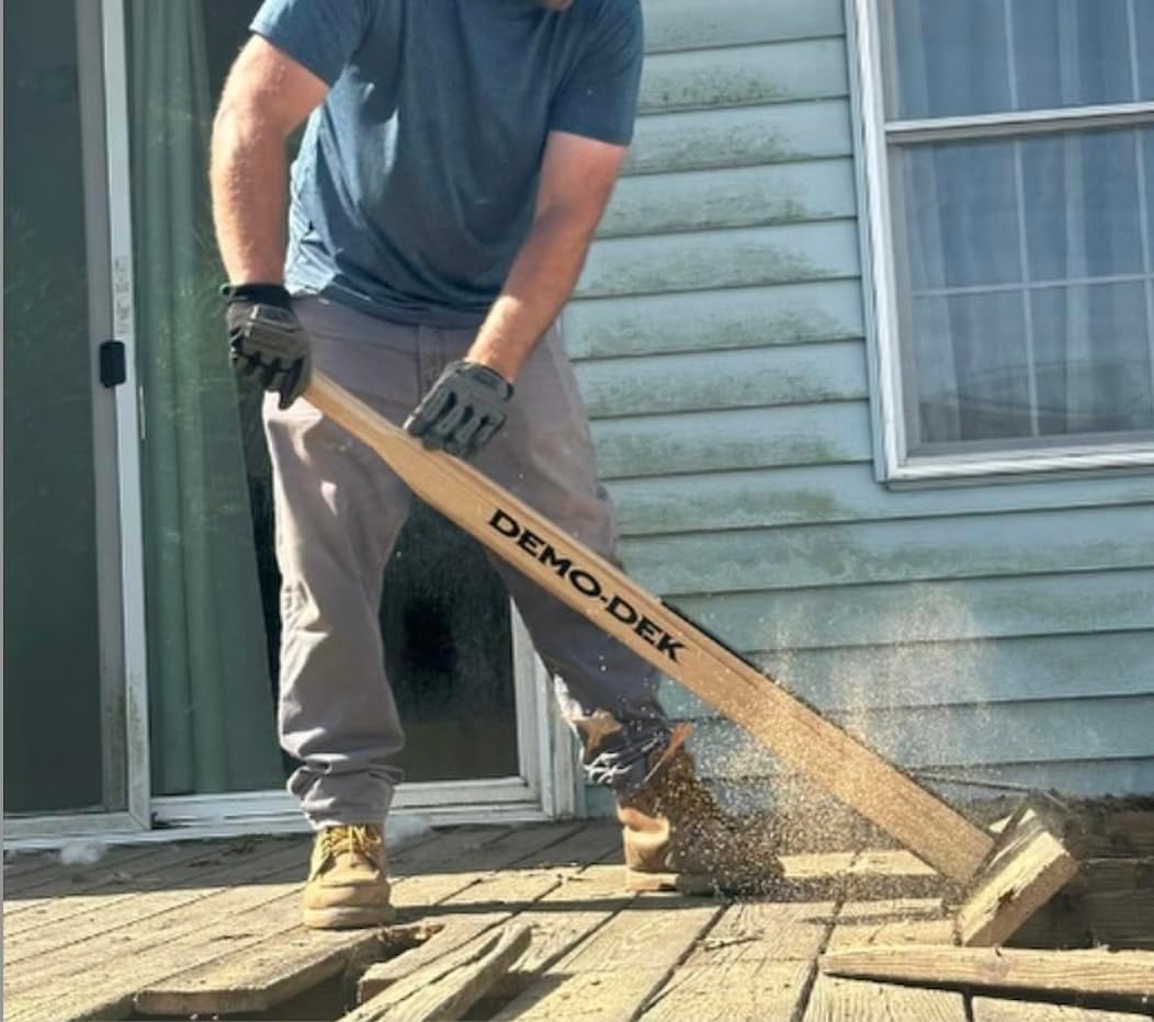 GreenTek Hardwood Floor Remover – Heavy Duty Demolition bar & Deck Board Removal Tool with Extra-Long Handle | Strong Steel Pry Bar for Pallet, Hardwood Flooring (Demo-Dek Deck Removal Tool)