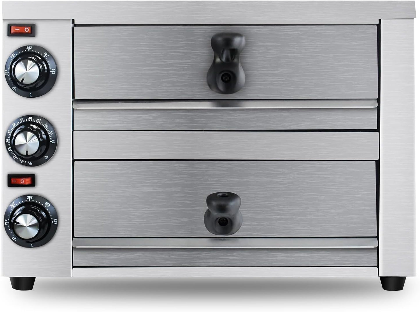 KOOTEN 2 Tier Tabletop Pizza Oven - Indoor Electric Commercial Stainless Steel With Timer for Home and Restaurant