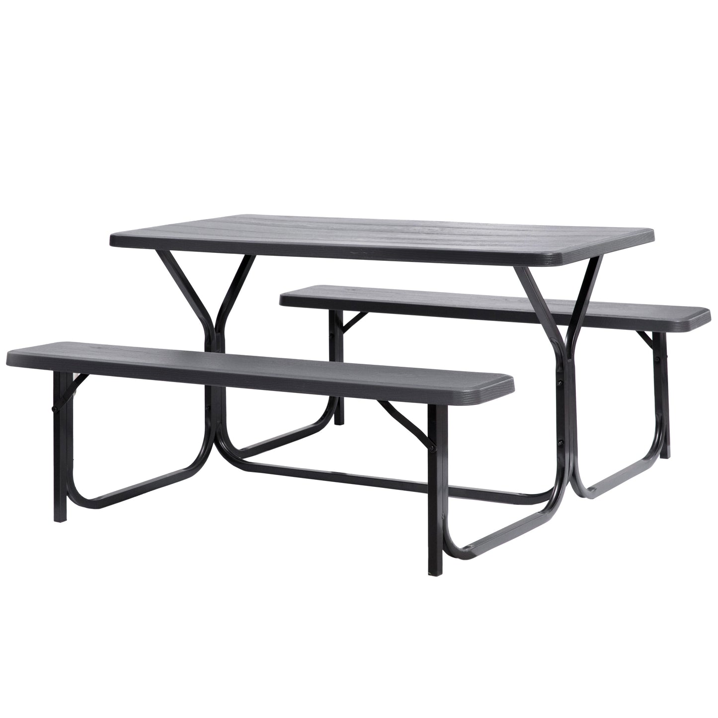 Gardenised 26.75-in Gray Plastic Rectangle Picnic Table