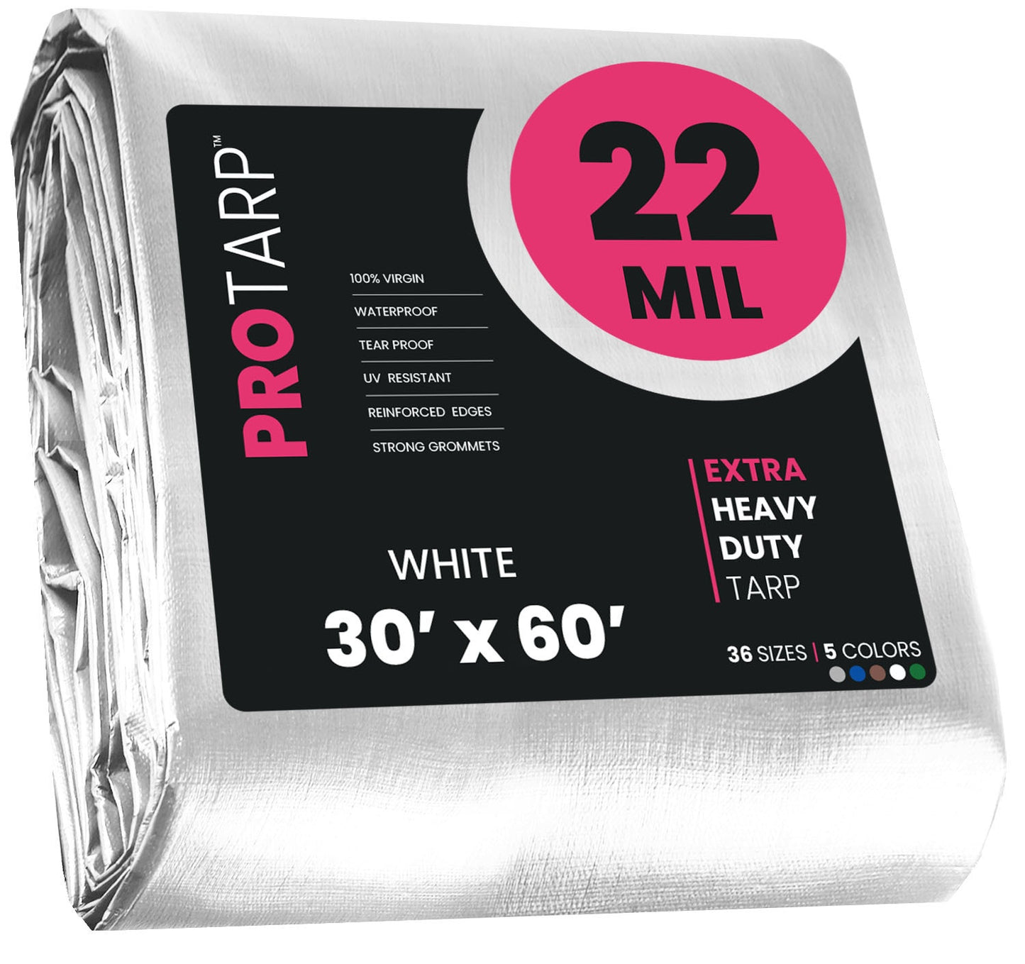 PROTARP 30-ft x 60-ft White Waterproof Commercial Polyethylene 22-mil Tarp