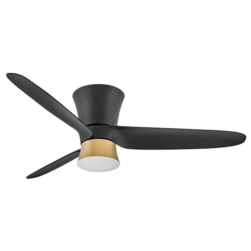 Hinkley Neo 52-in Integrated LED Flush Mount Smart Matte Black with Matte Black Blades Ceiling Fan With Light - Remote Included ( 3 -Blade ) 5351560