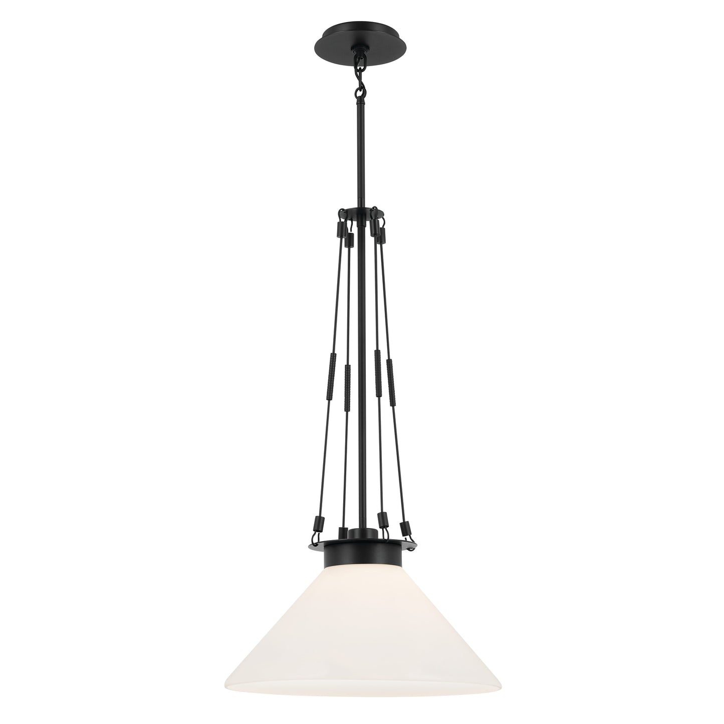 Kichler Albers 1 -Light Black Modern/contemporary Opal glass Cone Medium Hanging Pendant light 5384717