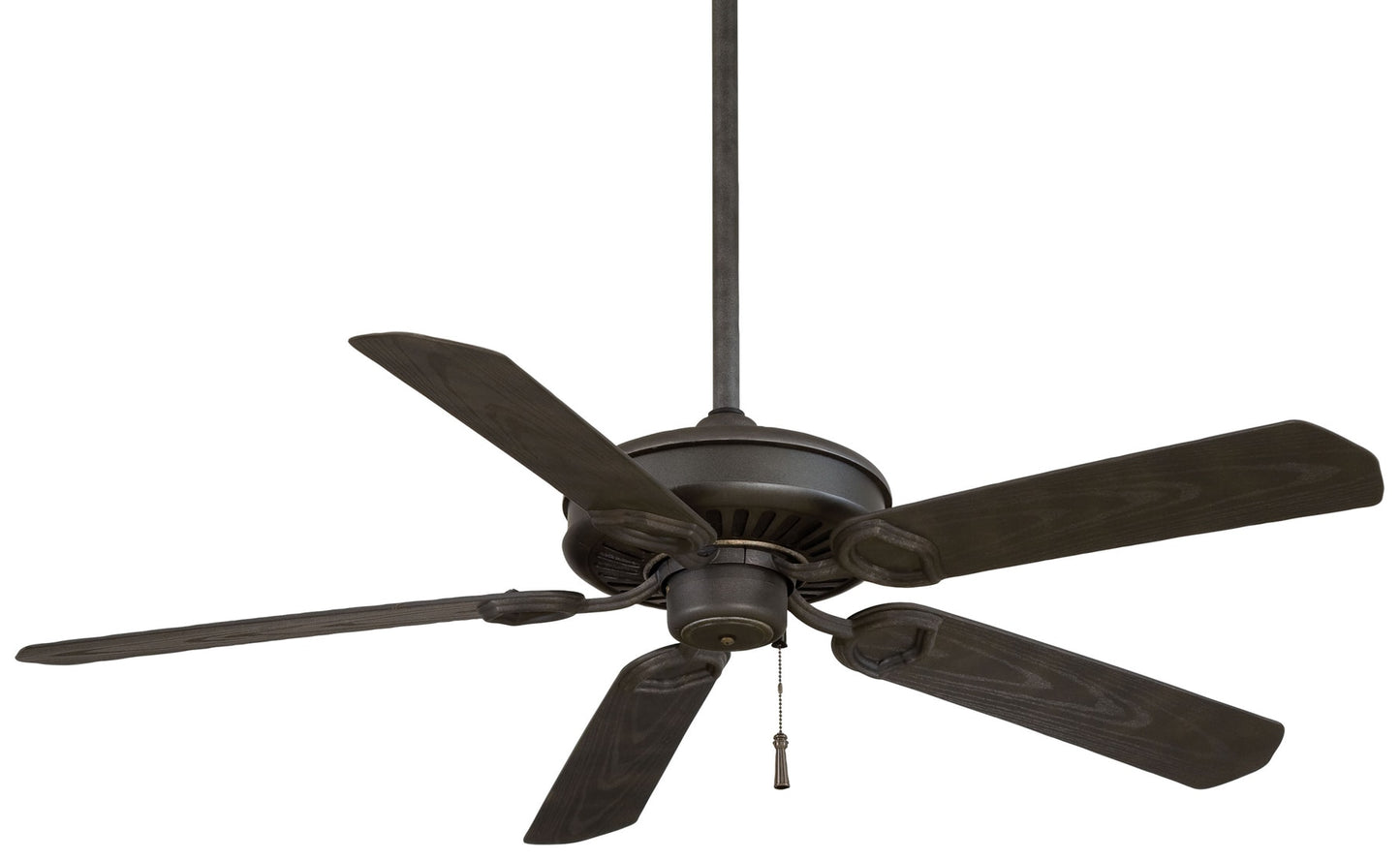 Minka Aire Sundowner 54-in Black Iron with Aged Iron Accents with Black Iron Blades Uncovered Outdoor Ceiling Fan Without Light 5 -Blade