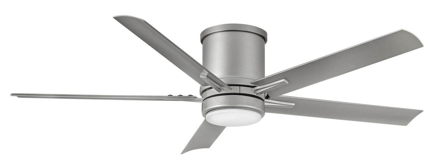 Hinkley Vail Flush 52-in Integrated LED Outdoor Flush Mount Smart Brushed Nickel with Silver Blades Propeller Ceiling Fan With Light - Remote Included ( 5 -Blade ) 5528903