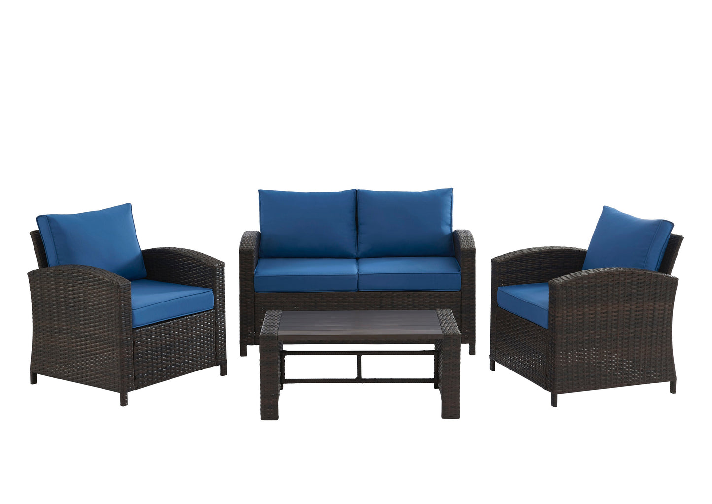EDYO LIVING BestHomeChoice 12 -Piece Wicker Patio Conversation Set with Blue EDYO LIVING Cushions