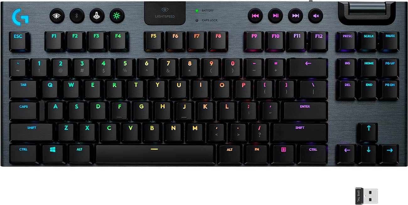 Logitech - G915 LIGHTSPEED TKL Wireless Mechanical GL Tactile Switch Gaming Keyboard with RGB Backlighting - Black