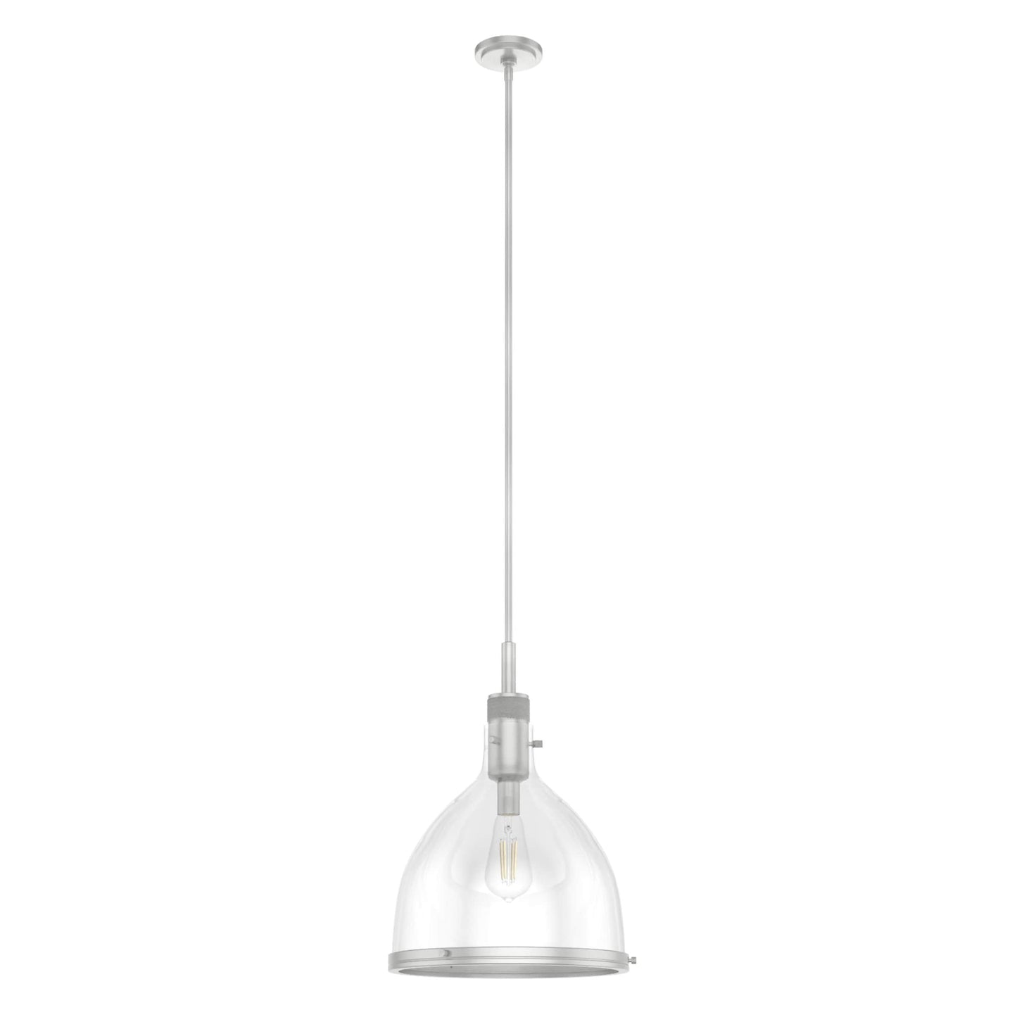 Hunter Van Nuys 1 -Light Brushed Nickel Transitional Clear glass Dome Medium Hanging Kitchen island light 4963899