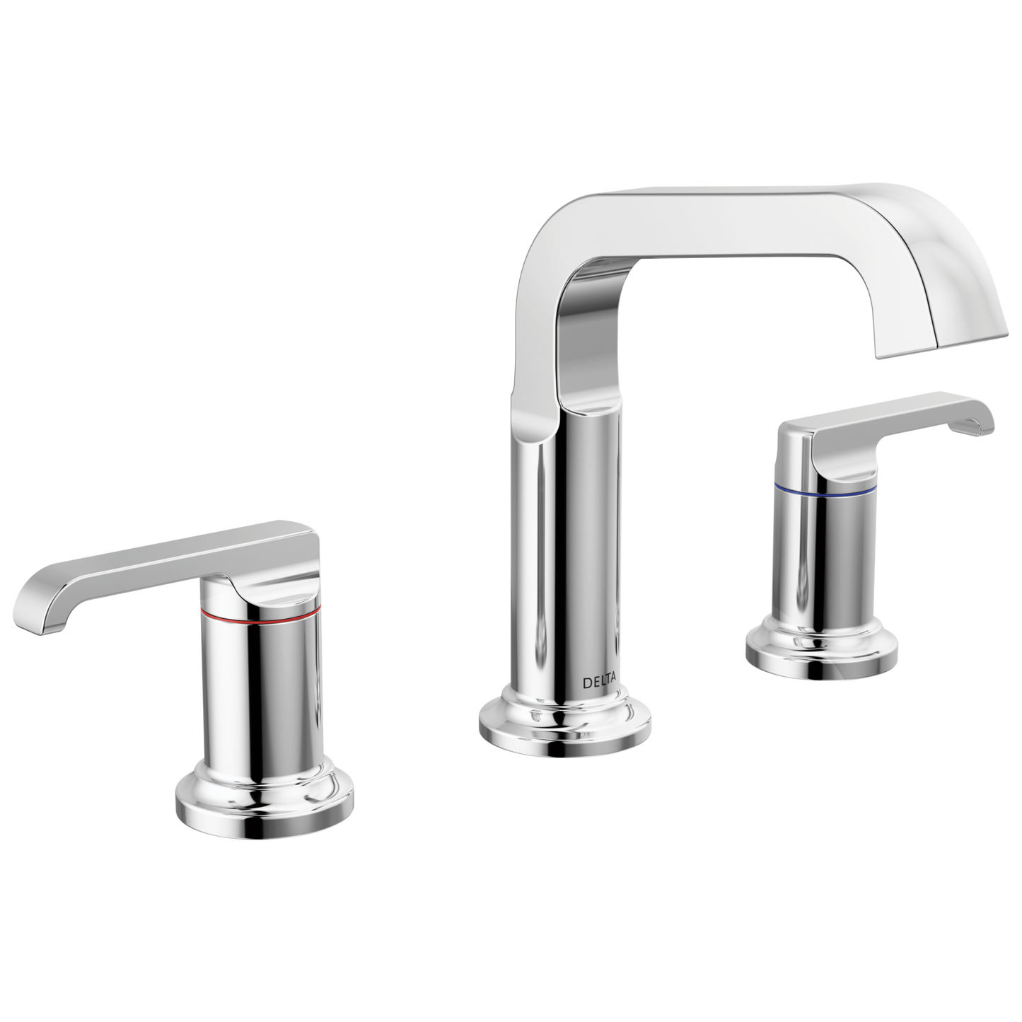 Delta Tetra Lumicoat Chrome Widespread 2-handle WaterSense Mid-arc Residential Handle Bathroom Sink Faucet with Drain