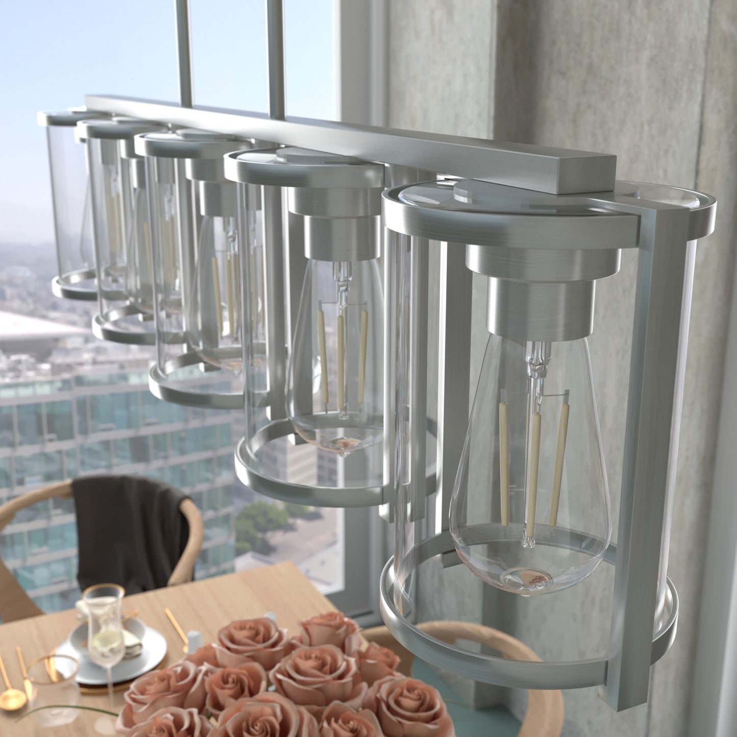 Hunter Astwood 5 -Light Brushed Nickel Glam For Use in Bedrooms, Dining Rooms, Foyers, Kitchens, Living Rooms Chandelier 4849539