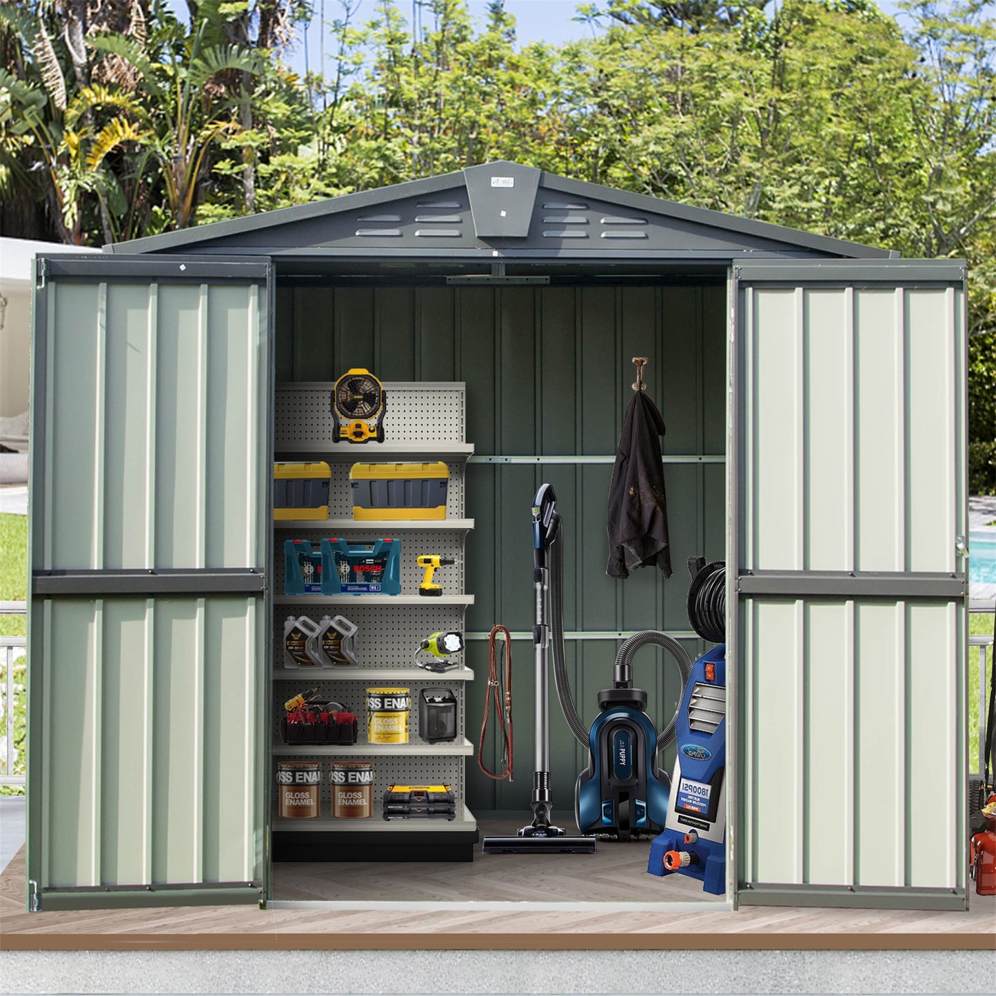 WELLFOR 4-ft x 6-ft Metal Storage Shed Galvanized steel Metal Storage Shed