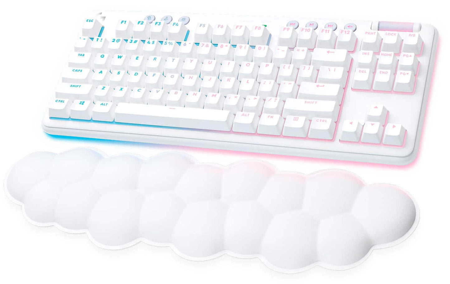 Logitech - G715 Aurora Collection TKL Wireless Mechanical Clicky Switch Gaming Keyboard for PC/Mac with Palm Rest Included - White Mist