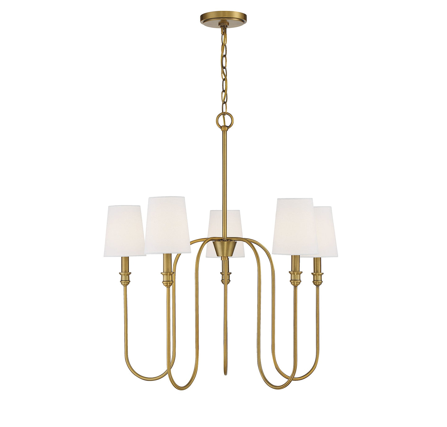 Meridian Lite Trends Meridian 5 -Light Brushed Brass Indoor Fabric Metal Chandelier