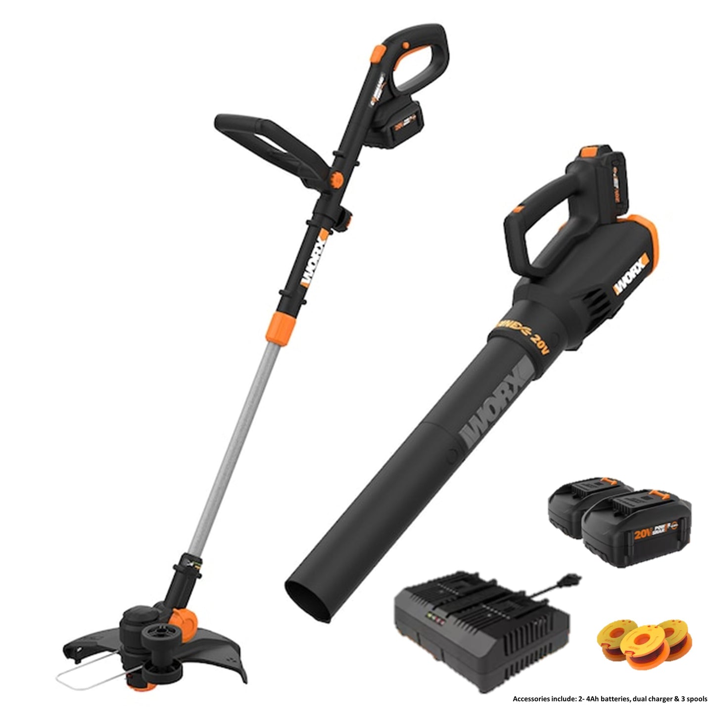 WORX Power Share 20-volt Cordless Battery String Trimmer and Leaf Blower Combo Kit 4 Ah (Battery & Charger Included) WG930.3