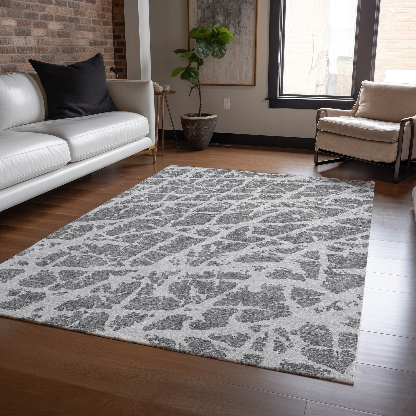 Addison Rugs Chantille ACN501CC 10 x 14 (ft) Charcoal Rectangular Indoor/Outdoor Geometric Machine washable Area rug