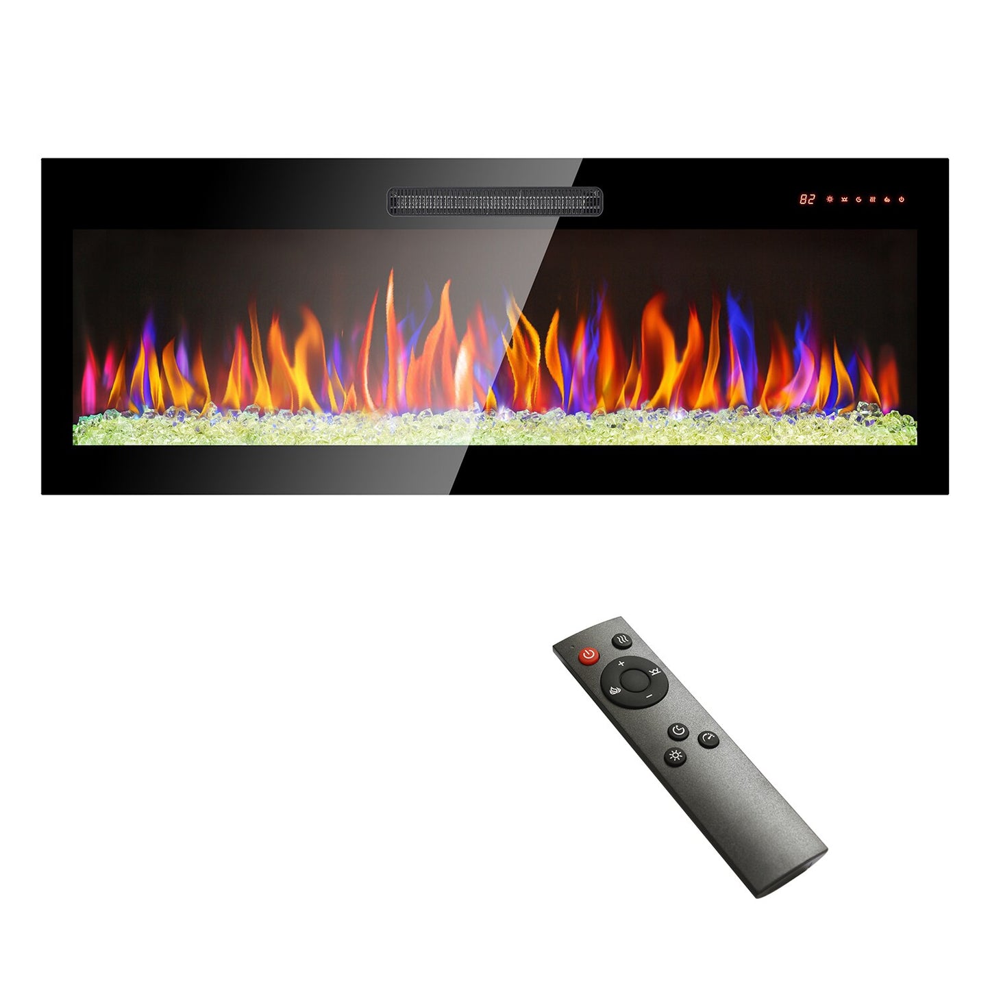 Bybafun 50-in Black Electric Fireplace Insert YC0700016