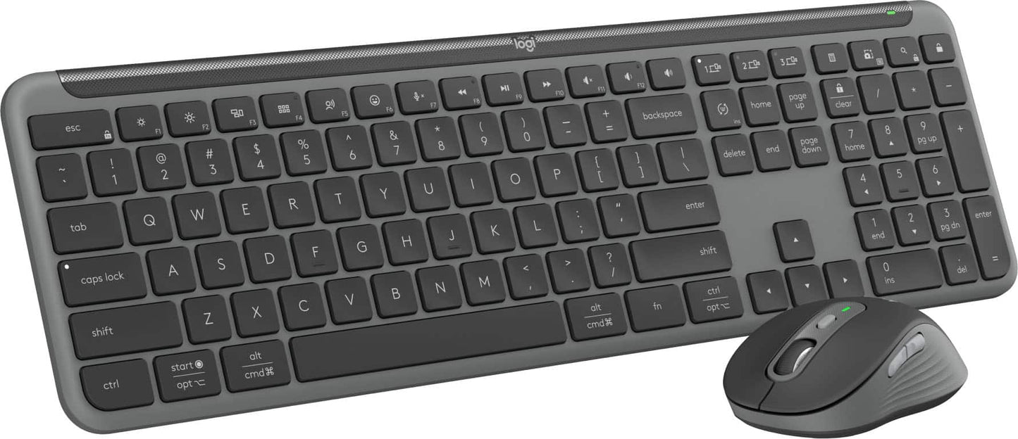 Logitech - MK955 Signature Slim Full-size Wireless Keyboard and Mouse Combo for Windows and Mac with Quiet Typing and Clicking - Graphite
