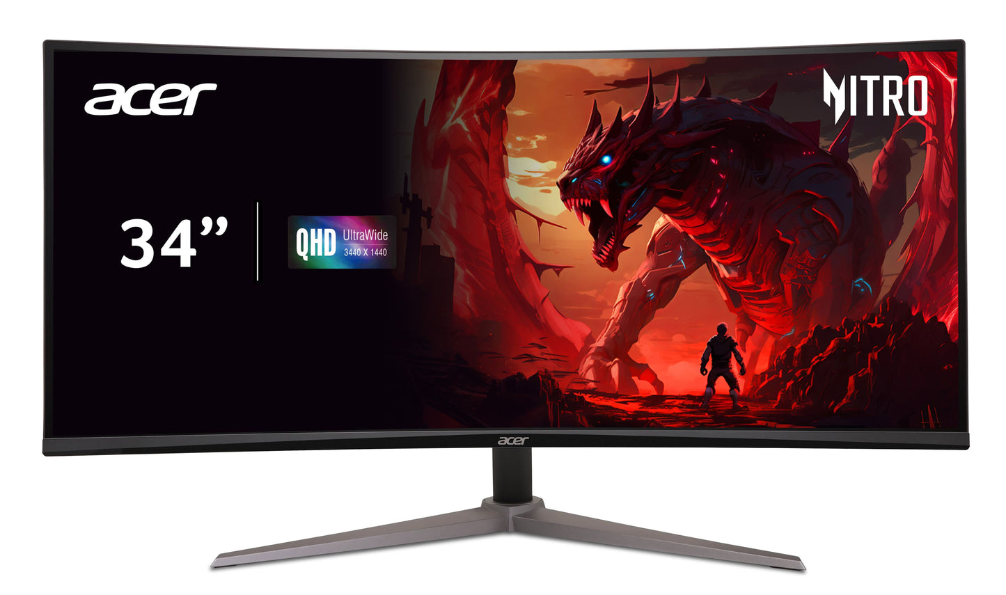 Acer - 34" Curved QHD 180Hz 1ms FreeSync Premium Gaming Monitor (DisplayPort, HDMI) - Black