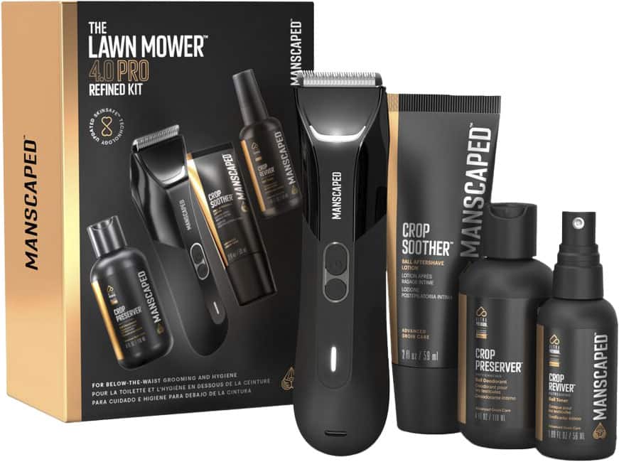 Manscaped - The Lawn Mower 4.0 Pro Refined Package SkinSafe Rechargeable Wet/Dry Groin and Body Hair Trimmer, Grooming Gift Set - Black