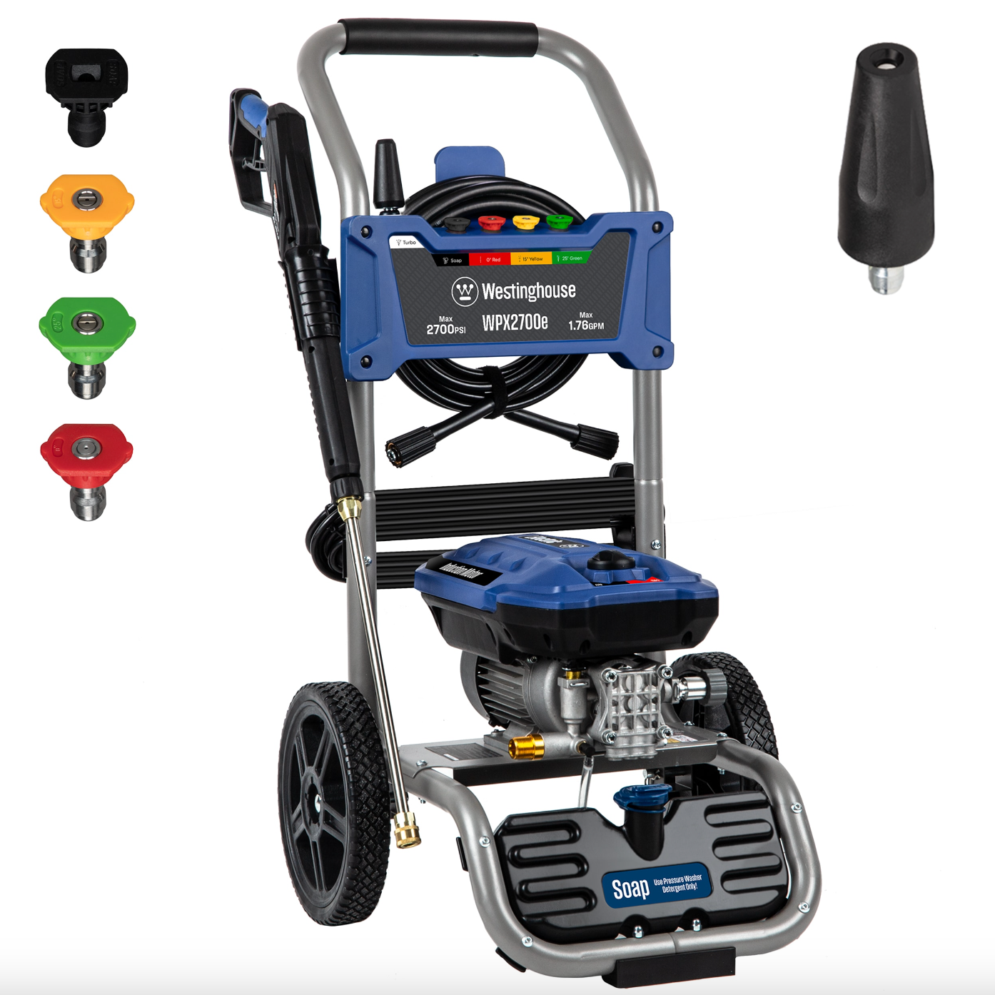 Westinghouse WPX2700e Includes 4 Nozzles + Turbo Nozzle 2700 PSI 1.76-GPM Cold Water Electric Pressure Washer with 5 Spray Tips WPX2700E