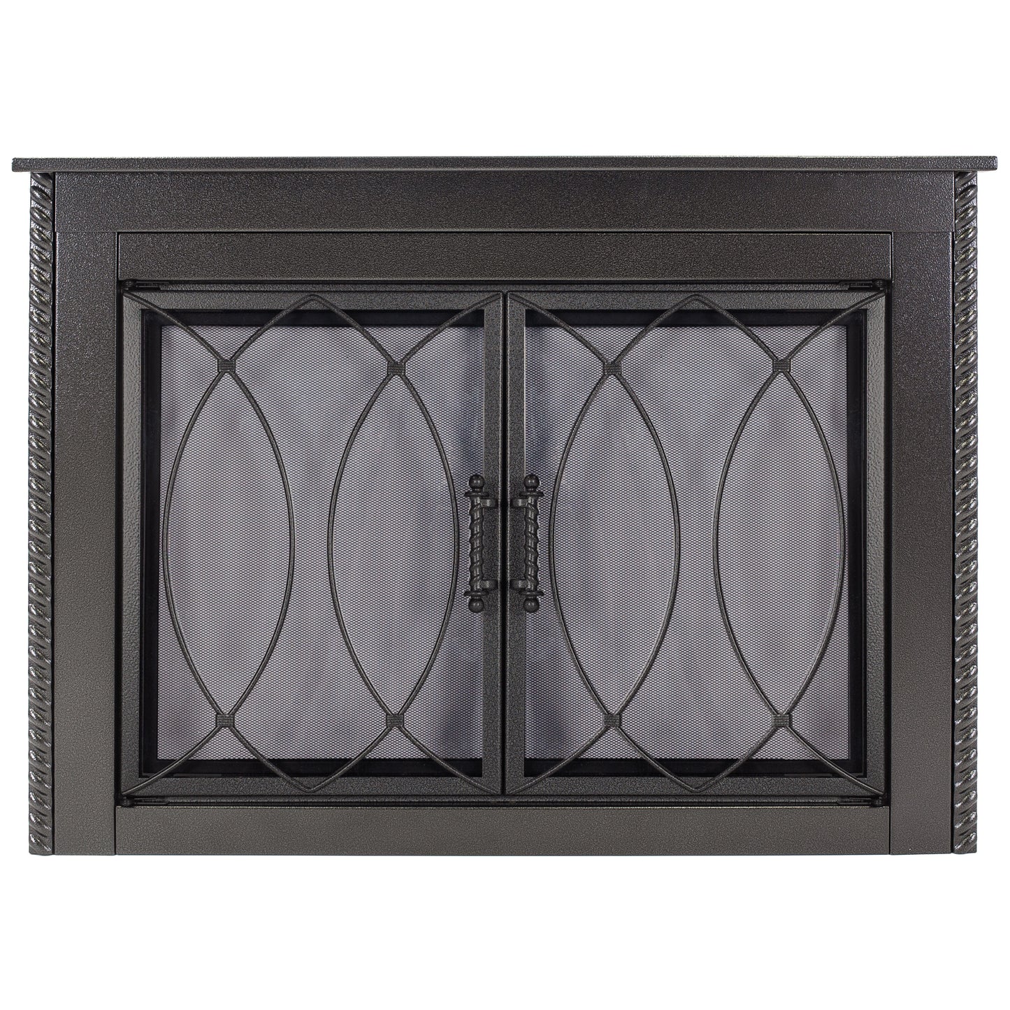Pleasant Hearth Amhearst Hammered Black Small Cabinet-style Fireplace Doors with Smoke Tempered Glass AM-2100
