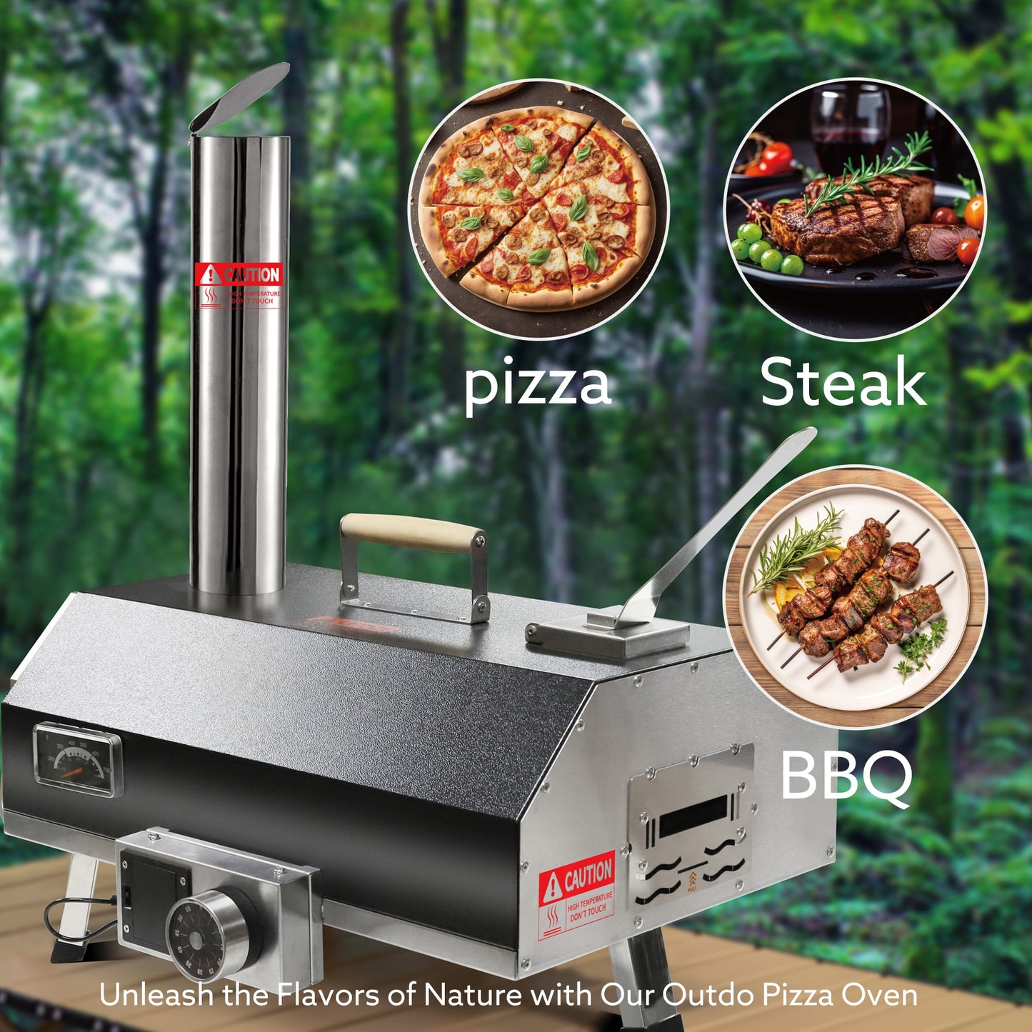 Runesay Pizza Oven Stainless steel Hearth Wood-fired Outdoor Pizza Oven