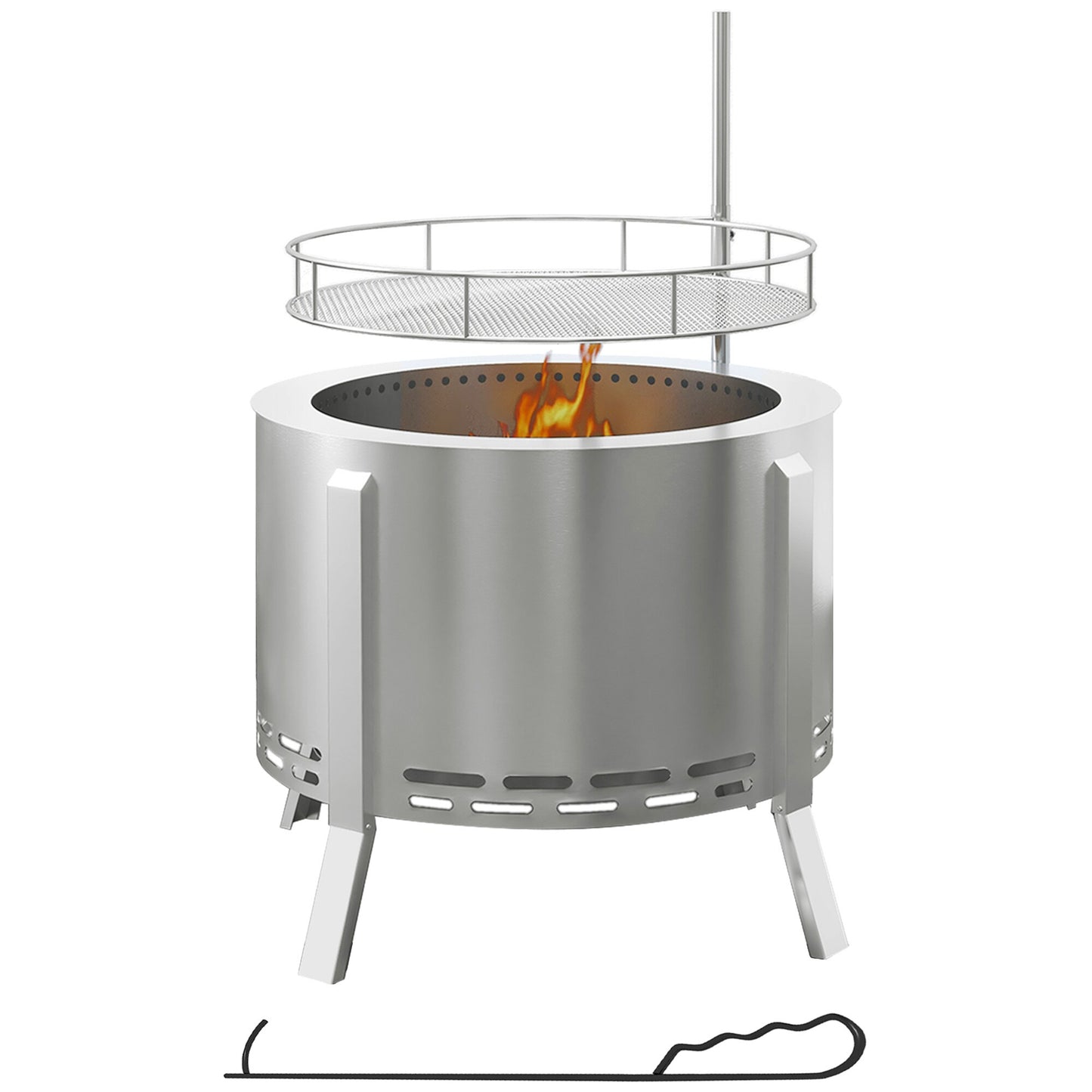 Maocao Hoom 19-in W Stainless steel Round Portable Wood-Burning Fire Pit