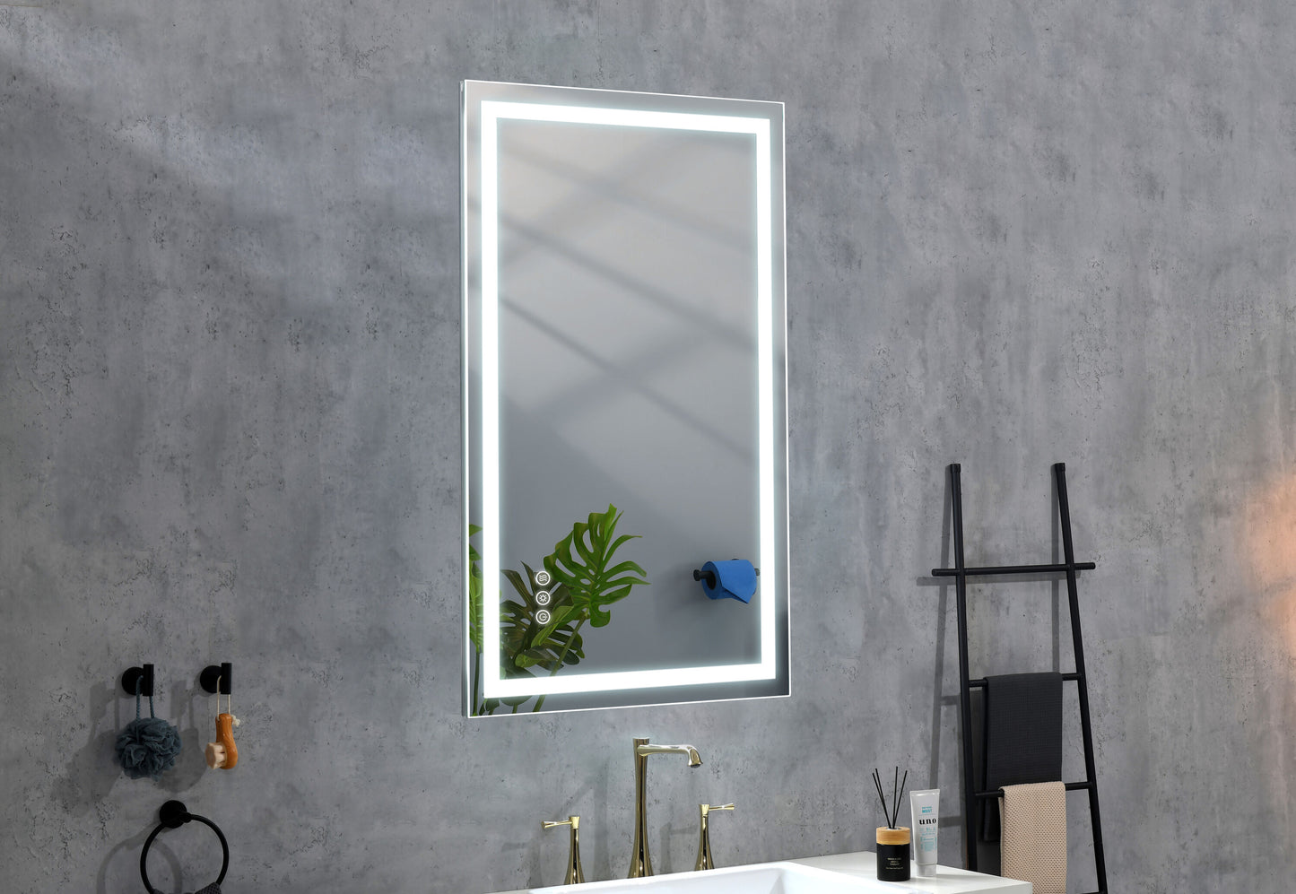 Vacolite 30-in x 40-in Polished Rectangle Dimmable Lighted Fog Free Tilting Bathroom Vanity Mirror ( White )