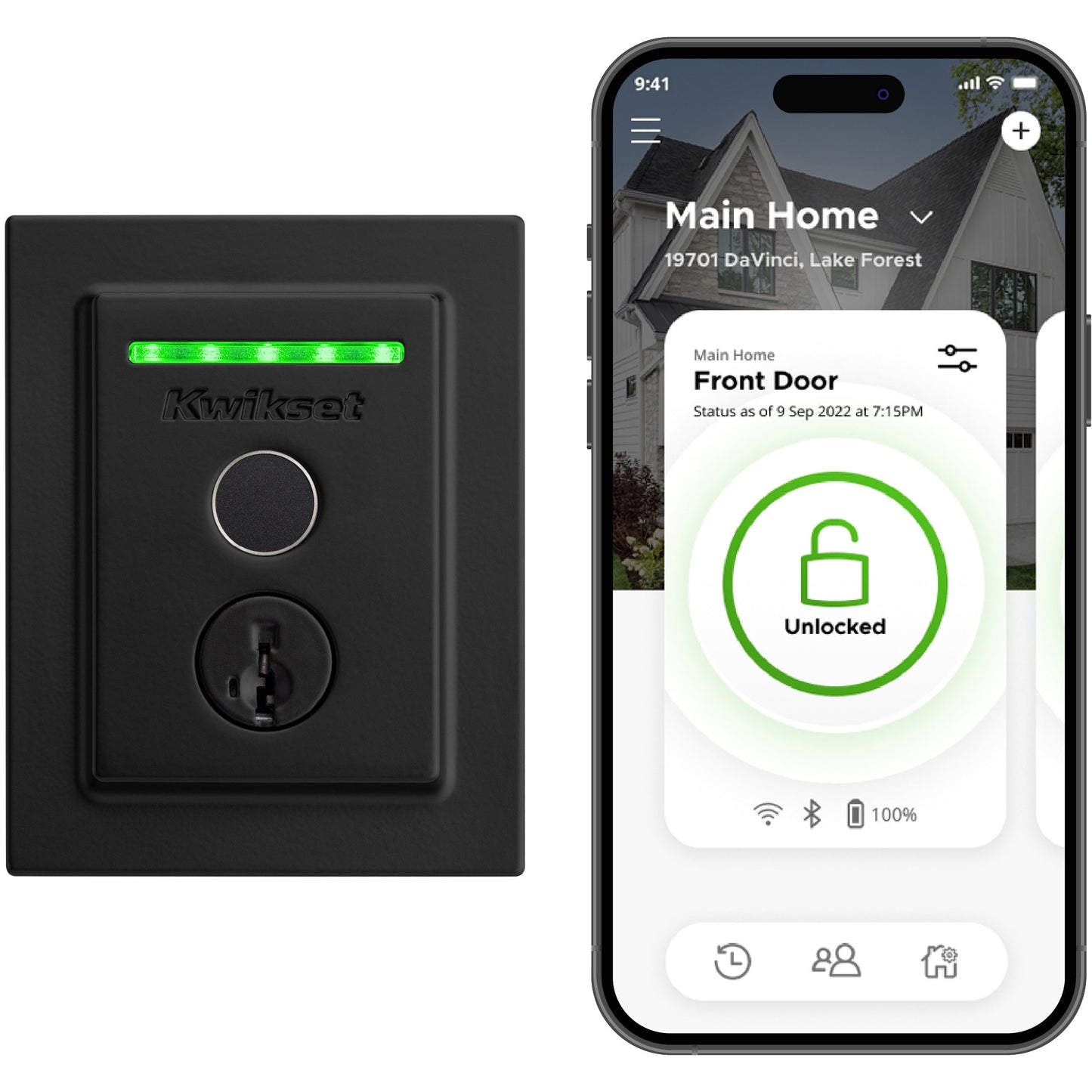 Kwikset Halo Fingerprint Square Matte Black Smart Lock Electronic Deadbolt with Wifi Smartkey Fingerprint Touchscreen No Keypad 959CNT FPRT WIFI 514