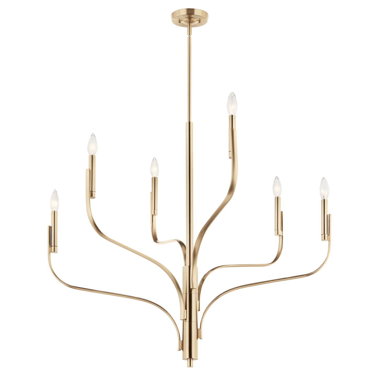 Kichler Livadia 6 -Light Gold Modern/contemporary Bare bulb For Use in Bedrooms, Dining Rooms, Foyers, Kitchens, Living Rooms Chandelier 6297457