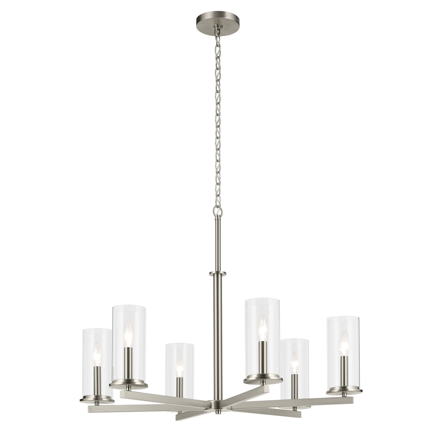 Kichler Crosby 6 -Light Brushed Nickel Modern/contemporary For Use in Bedrooms, Dining Rooms, Foyers, Kitchens, Living Rooms Chandelier