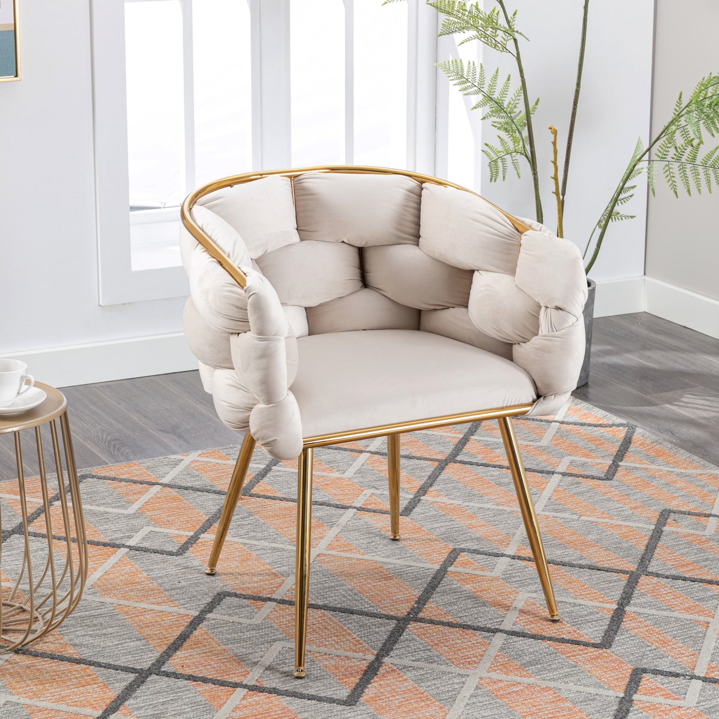 ModernLuxe 22.2-in W Modern Beige Velvet Accent Armchair