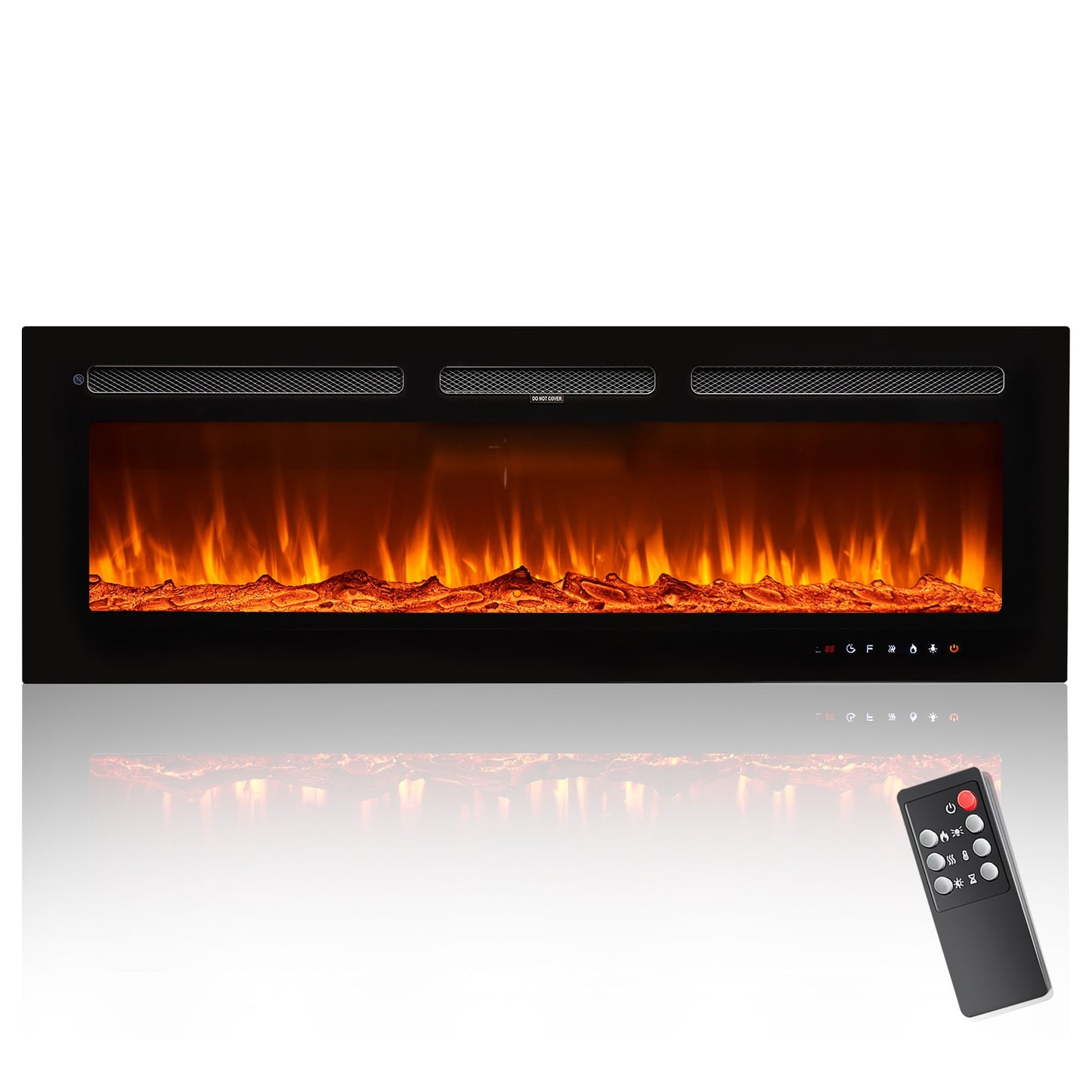 AOXUN 50-in W Black LED Electric Fireplace H20025