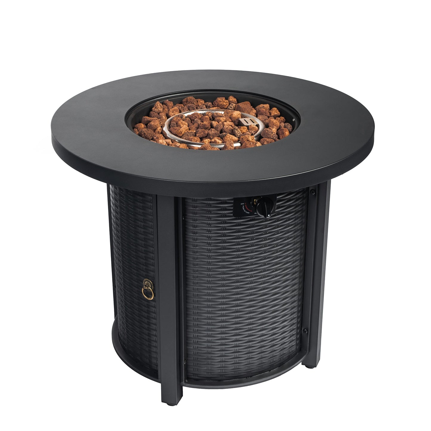 Kahomvis 32-in W 40000 Maximum BTUs Steel Round Liquid propane Fire pit table