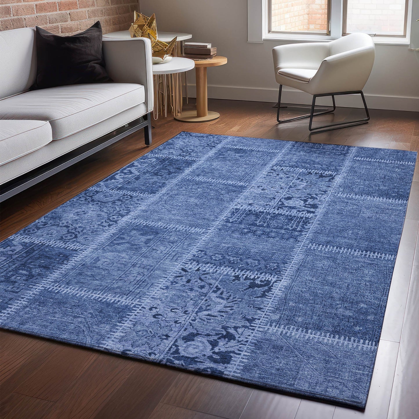 Addison Rugs Mayfield AMF635NA 9 x 12 (ft) Loomed Polyester Navy Rectangular Indoor Geometric Machine washable Pet Friendly Area rug