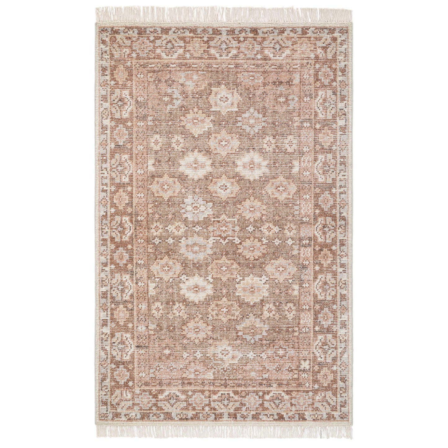 Obeetee Palace 3 x 5 (ft) Knotted Wool Wood Rectangular Indoor Medallion Spot Clean Only Pet Friendly Area rug
