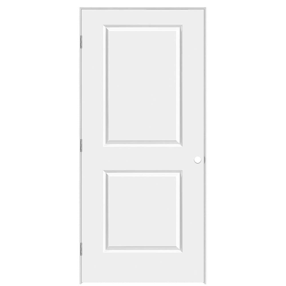 Masonite 36-in x 80-in Primed Solid core 2-panel square Right hand Smooth Primed Molded composite Flat Jamb Single Prehung Interior Door