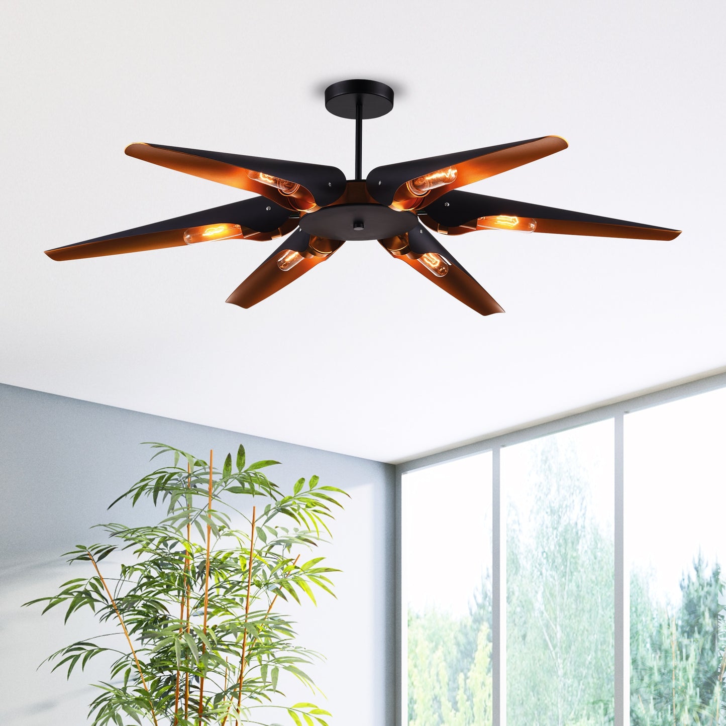 CWI Lighting Amar 6 -Light Matte Black Indoor Mixed material Chandelier