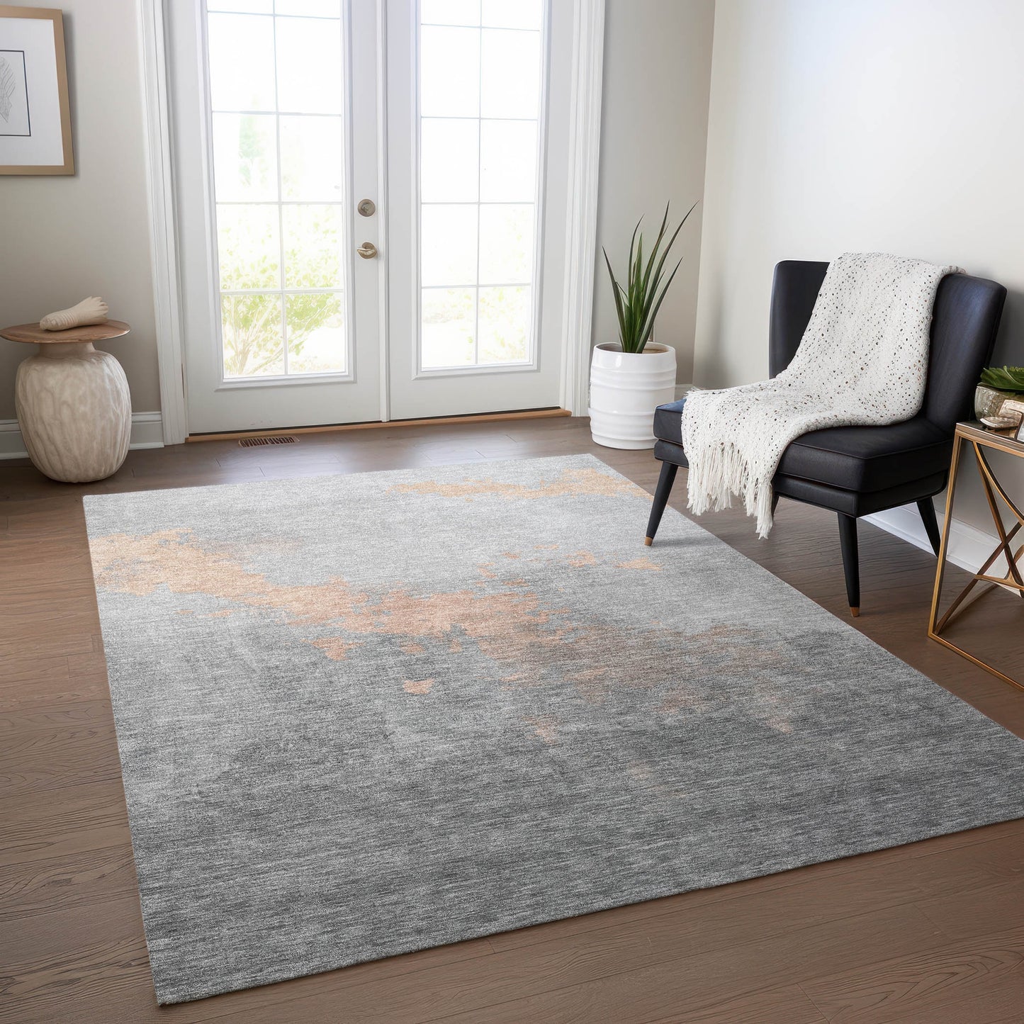 Addison Rugs Chantille ACN1881PH 9 x 12 (ft) Loomed Peach Rectangular Indoor/Outdoor Geometric Machine washable Pet Friendly Area rug