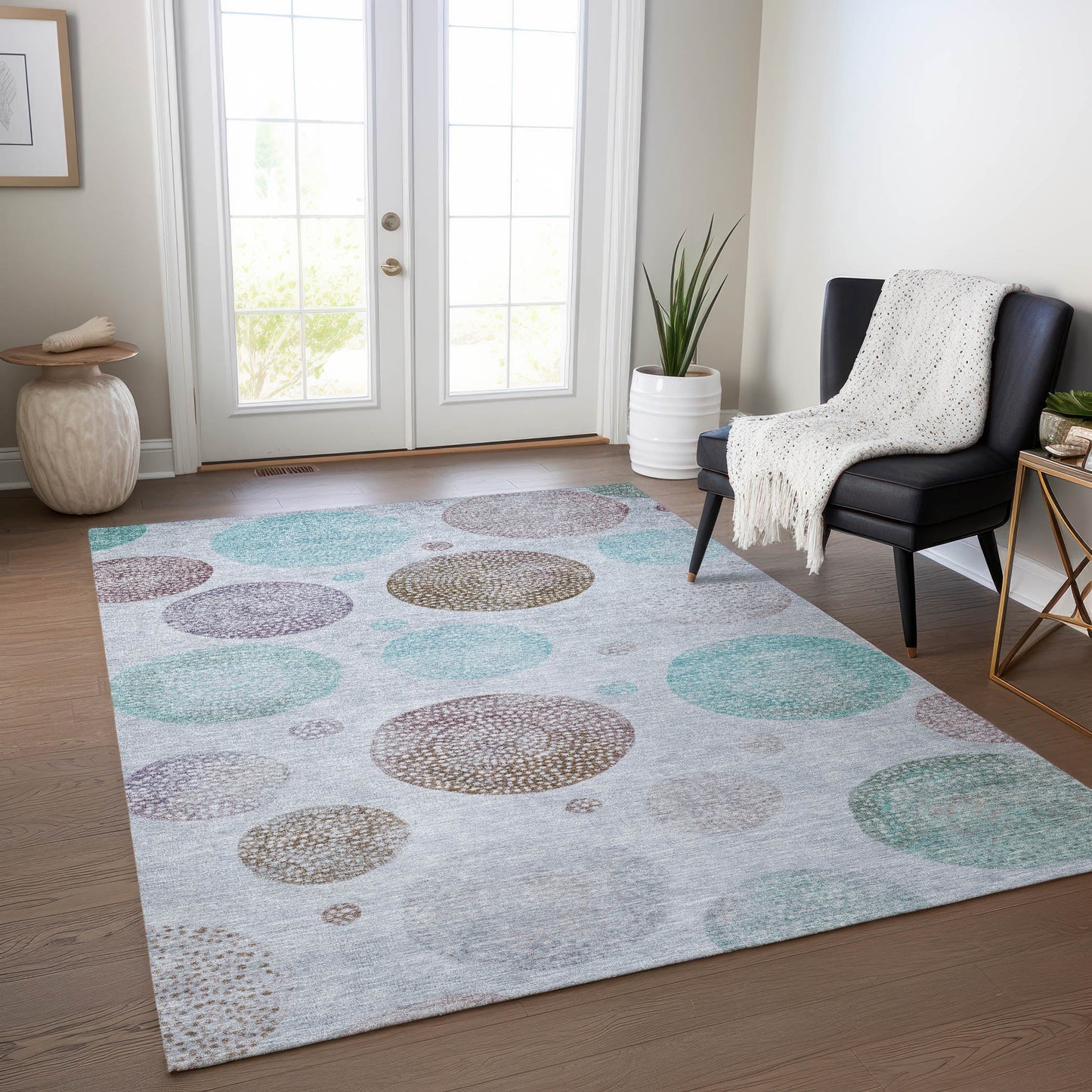 Addison Rugs Chantille ACN1897BU 9 x 12 (ft) Loomed Blue Rectangular Indoor/Outdoor Geometric Machine washable Pet Friendly Area rug