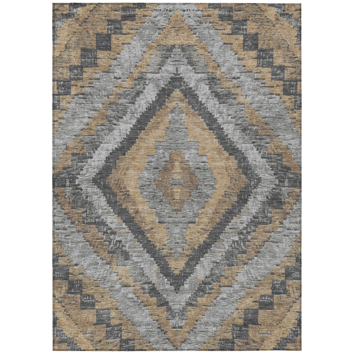 Addison Rugs Chantille ACN1890KH 9 x 12 (ft) Loomed Polyester Khaki Rectangular Indoor/Outdoor Geometric Machine washable Pet Friendly Area rug
